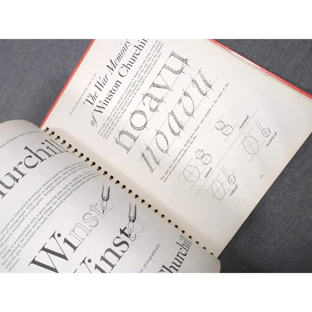 1966 Type & Lettering William Longyear‎  VTG Revised 4th Edition Spiral Bound HC